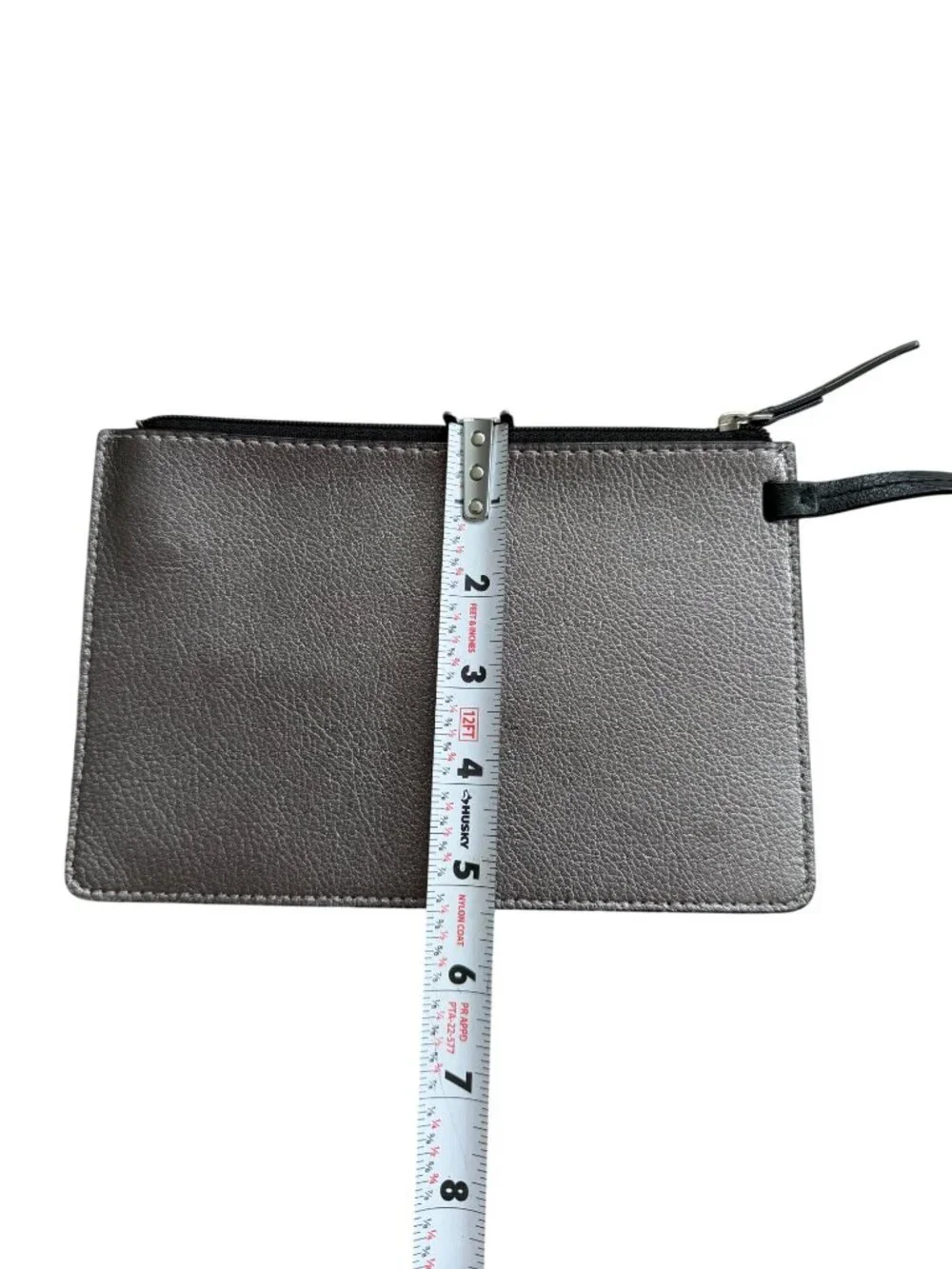 KATE SPADE Pewter Saffiano Leather Wristlet Clutch
